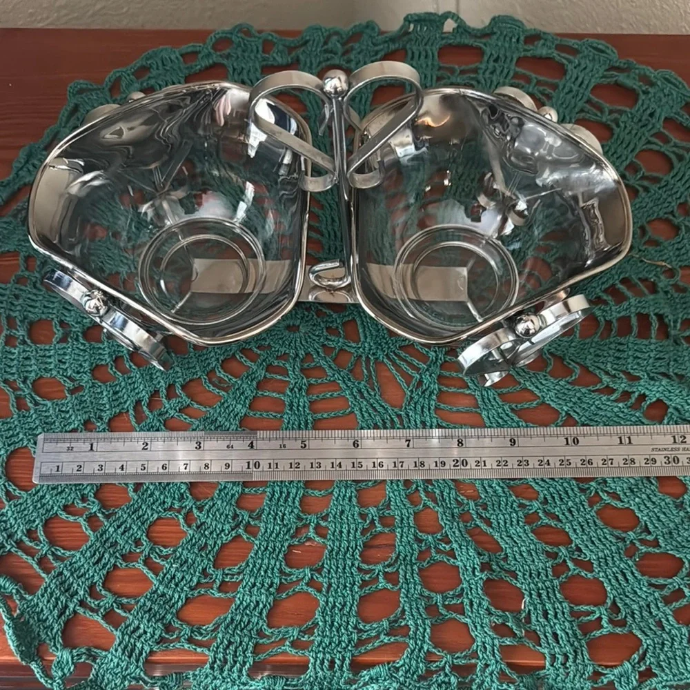 Vintage Double Condiment Dish with Heart Design